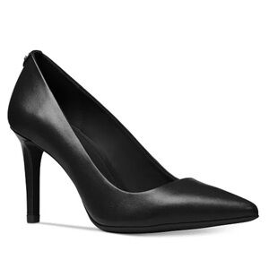 MICHAEL Michael Kors Black Leather Dorothy Flex Tailored Pointed Toe Pumps